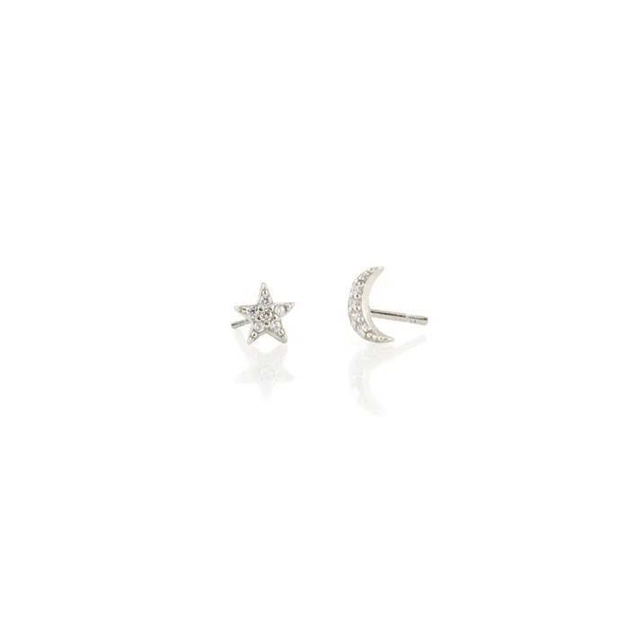 Star and Moon Crystal Stud Earrings kris nations Earrings