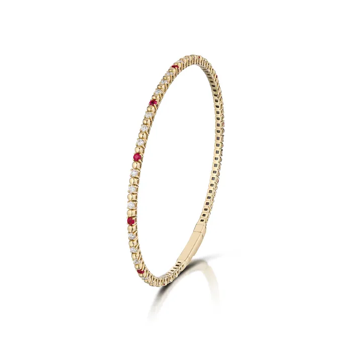 Stephen Silver Fine Jewelry Bracelets 072 Carat Diamond and Ruby Bangle Bracelet