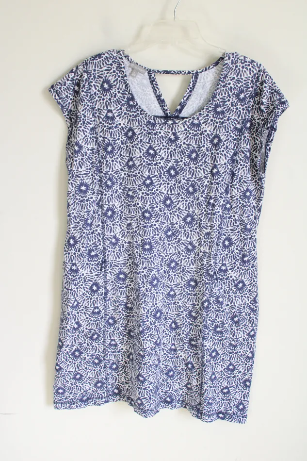 Talbots Earrings T By Talbots Blue Patterned Dress L