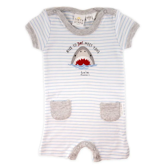 TANKSTREAM Rings Earth Nymph Baby Boy Sharky BlueWhite Striped Romper