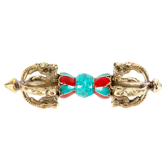 Turquoise Brass Tibetan Vajra Nirvana Mala Earrings