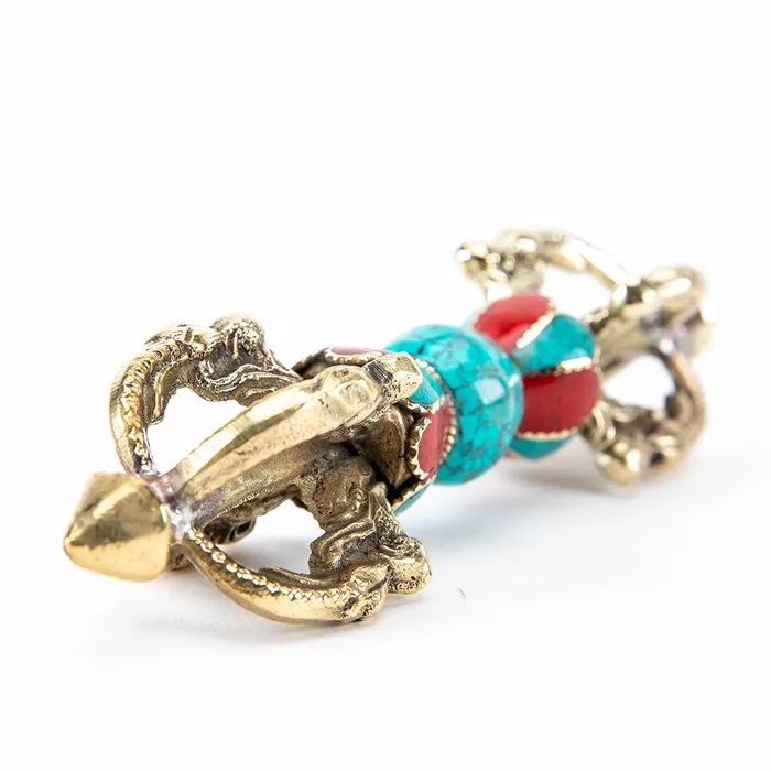 Turquoise Brass Tibetan Vajra Nirvana Mala Earrings