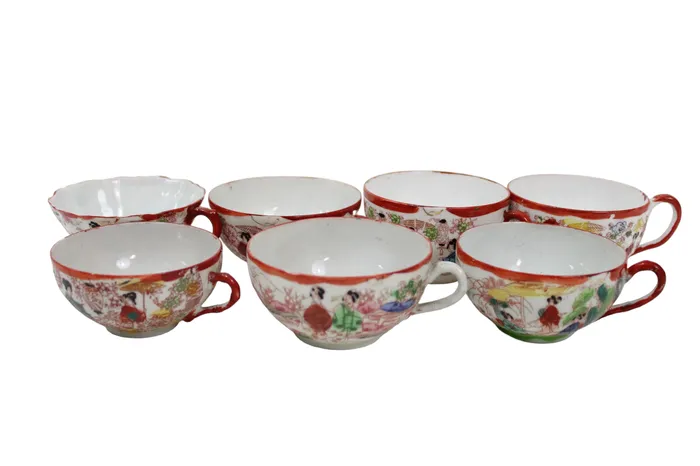 Vintage Geisha Teacups Set Of 7 Jubilee Thrift Earrings