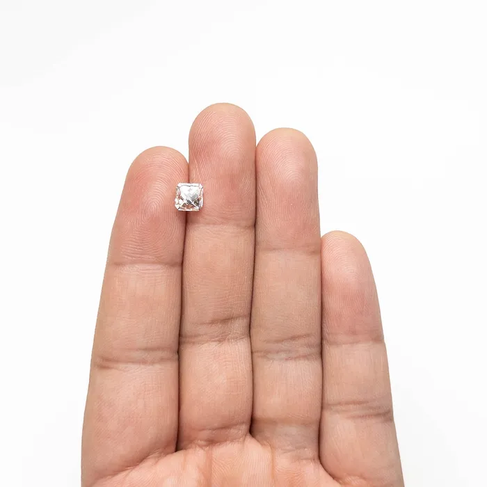 White Modern Antique French Cut Diamond 151ct Cut Corner Square Misfit Diamonds Rings