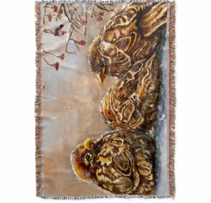 ZAZZLE Earrings Fringed Throw Blanket Sparrows Keeping Company