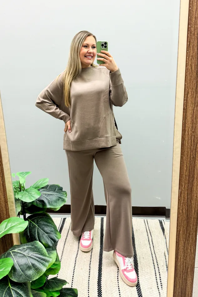 Zenana Earrings Good To Go Lounge Luxe Pants Cocoa