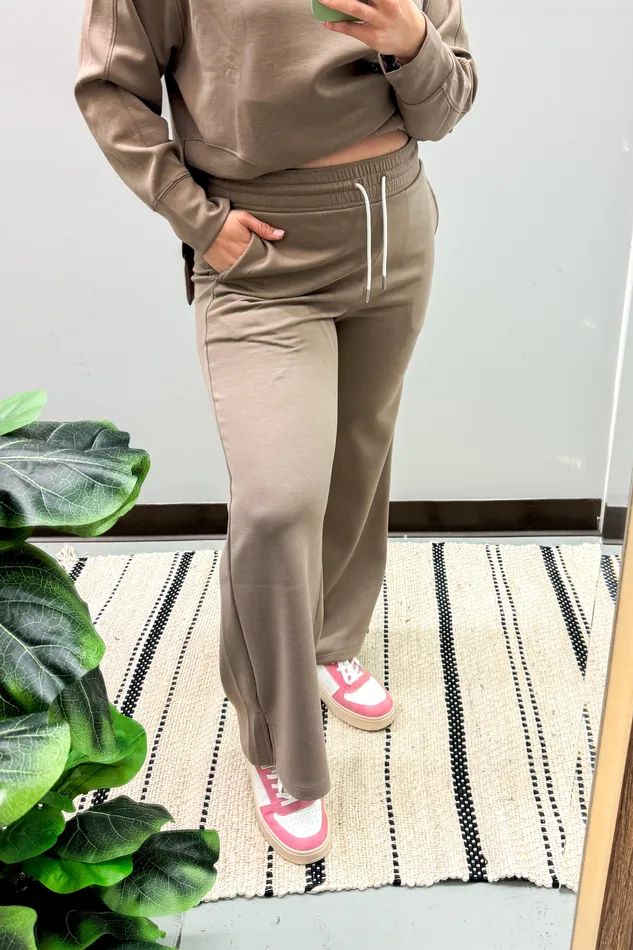 Zenana Earrings Good To Go Lounge Luxe Pants Cocoa