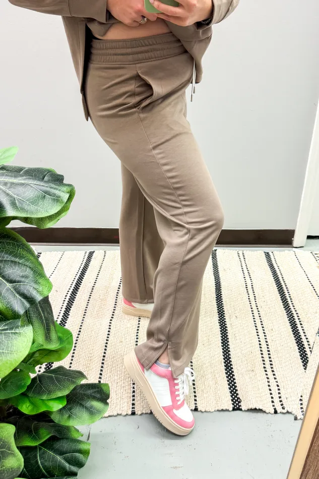 Zenana Earrings Good To Go Lounge Luxe Pants Cocoa