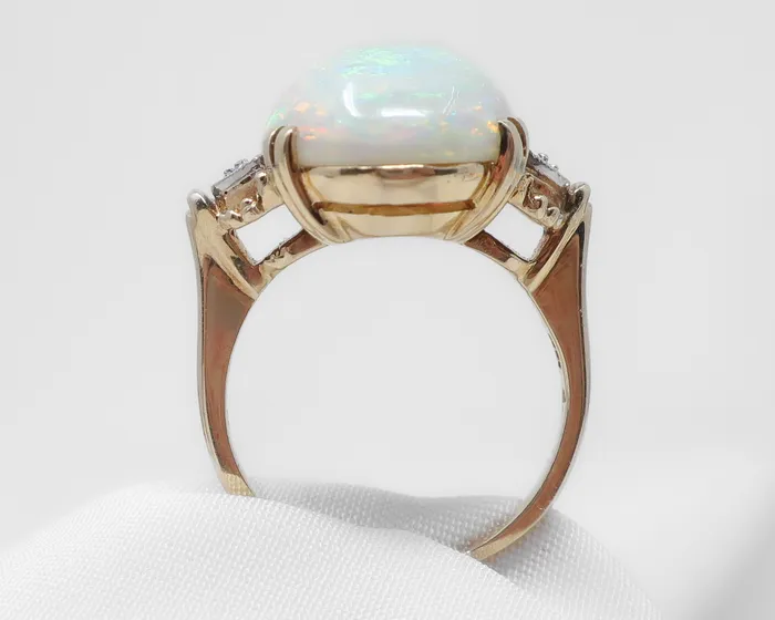 1940s Opal Dinner Ring with Diamonds Isasdoras B Rings