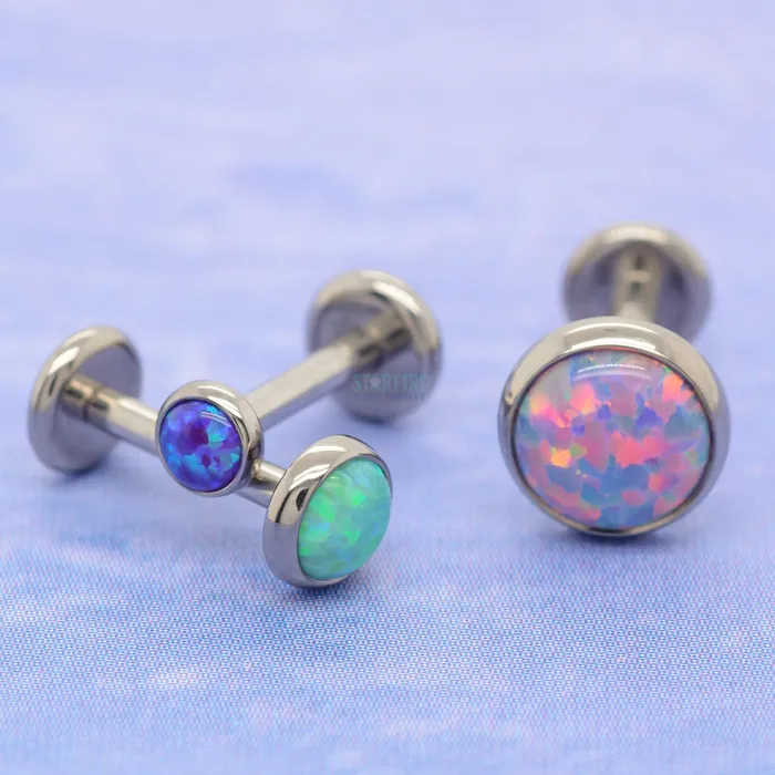 25mm BezelSet Opal on Flatback Industrial Strength IS Earrings