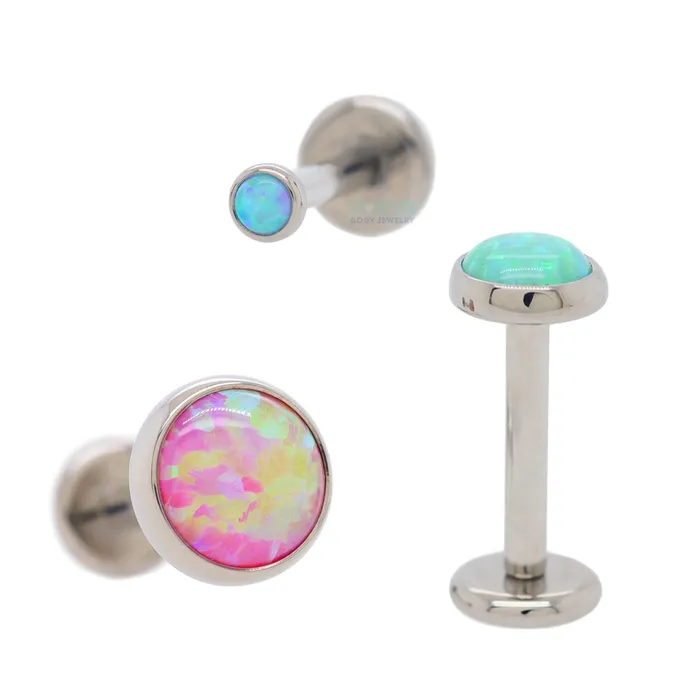 25mm BezelSet Opal on Flatback Industrial Strength IS Earrings