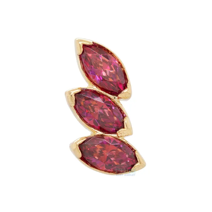 3 Gem Fanfare Threaded End in Yellow Gold with BrilliantCut Gems Anatometal Earrings