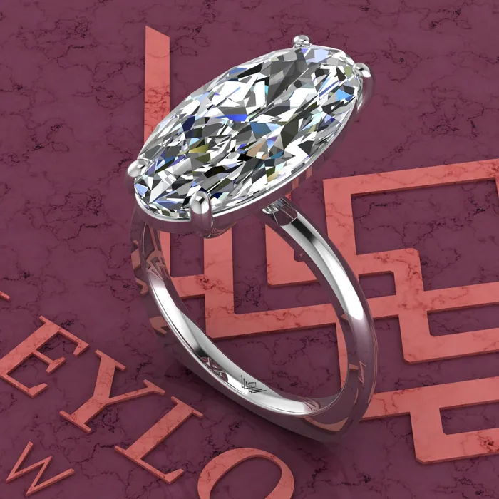 55 Carat Elongated Oval Cut 4 Prongs Solitare D Color Basket Moissanite Ring Leyloon Jewelry Rings