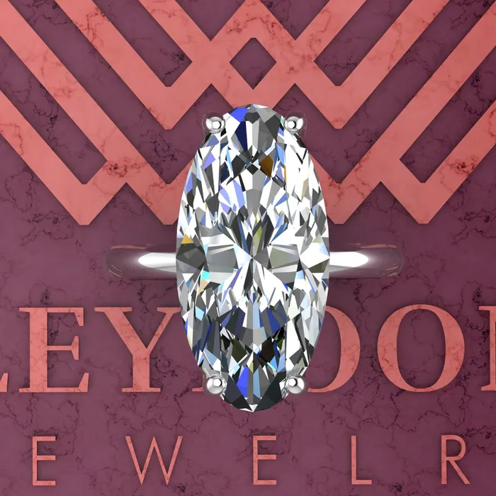 55 Carat Elongated Oval Cut 4 Prongs Solitare D Color Basket Moissanite Ring Leyloon Jewelry Rings