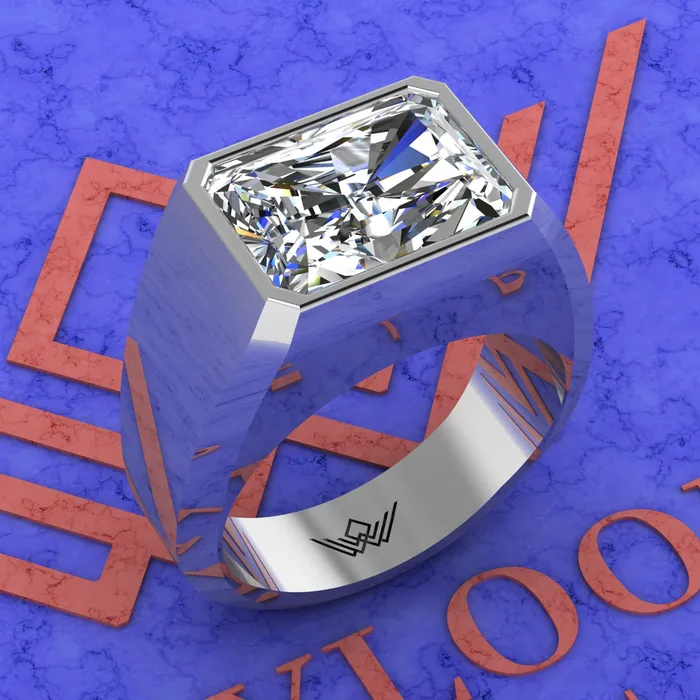 65 CT Medium Radiant Cut Bazel Mans Moissanite Engagement Ring D Color Leyloon Jewelry Rings