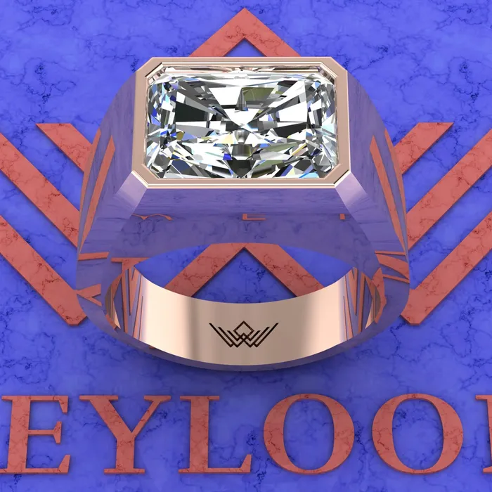 65 CT Medium Radiant Cut Bazel Mans Moissanite Engagement Ring D Color Leyloon Jewelry Rings
