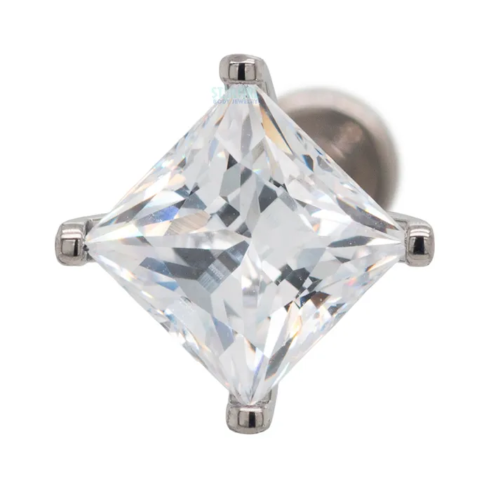 6mm ProngSet Square Princess StarCut Faceted Gem on Flatback Industrial Strength IS Earrings 6mm ProngSet Square Princess StarCut Faceted Gem on Flatback Industrial Strength IS Earrings