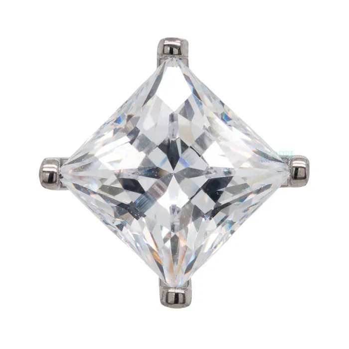 6mm ProngSet Square Princess StarCut Faceted Gem on Flatback Industrial Strength IS Earrings