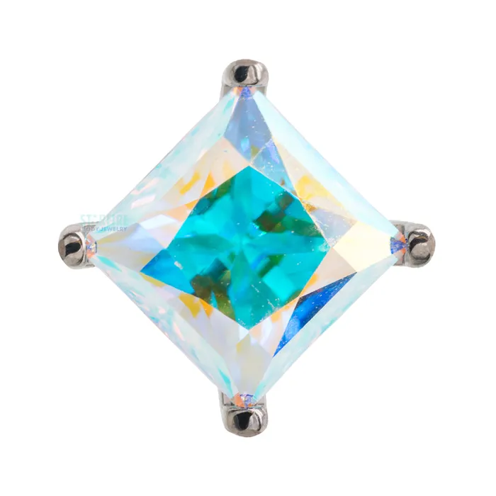 6mm ProngSet Square Princess StarCut Faceted Gem on Flatback Industrial Strength IS Earrings