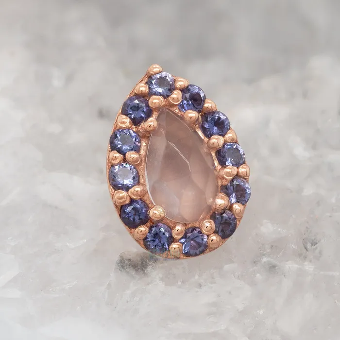 Altura Pear Threaded End in Gold with Rose Cut Lavender Chalcedony Iolite Body Vision BVLA Earrings