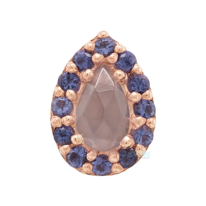 Altura Pear Threaded End in Gold with Rose Cut Lavender Chalcedony Iolite Body Vision BVLA Earrings