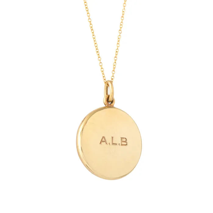 Antique Black Guilloche Pearl And 14k Gold Locket Necklaces