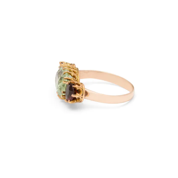Aquamarine Garnet and Gold Ring Antique Rings