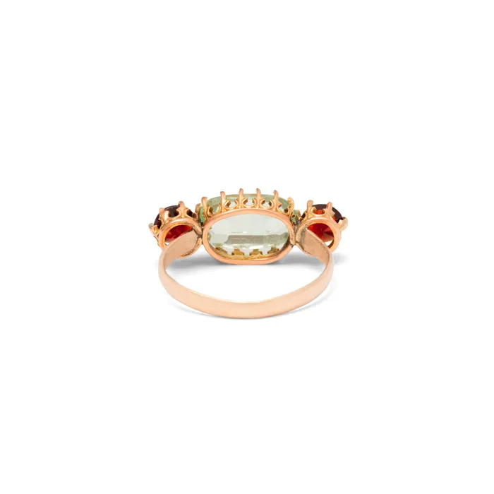 Aquamarine Garnet and Gold Ring Antique Rings
