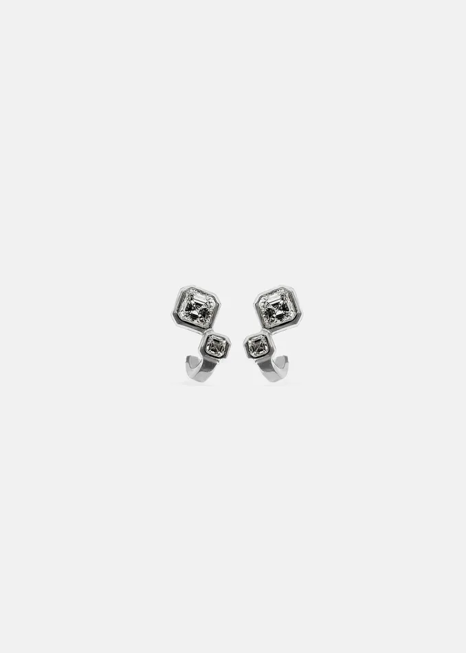 Asscher Diamond Duet Earrings KATKIMfinejewelry Earrings