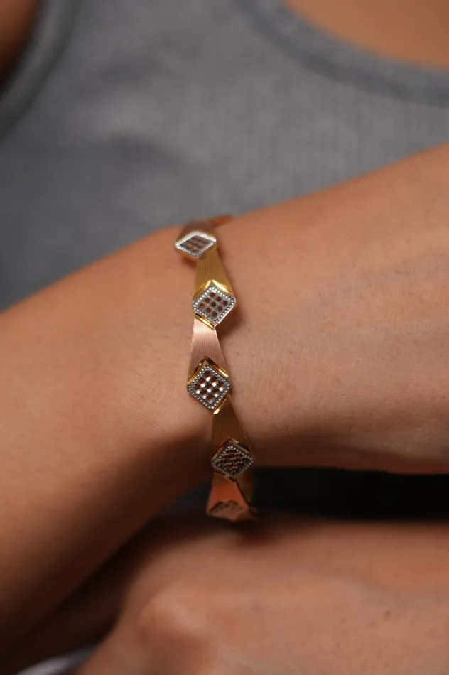 Attrangi Bracelets Lalita Gold Rose Silver Polish Bangle Set CNC Gold Plated Bangles Attrangi Bracelets Lalita Gold Rose Silver Polish Bangle Set CNC Gold Plated Bangles