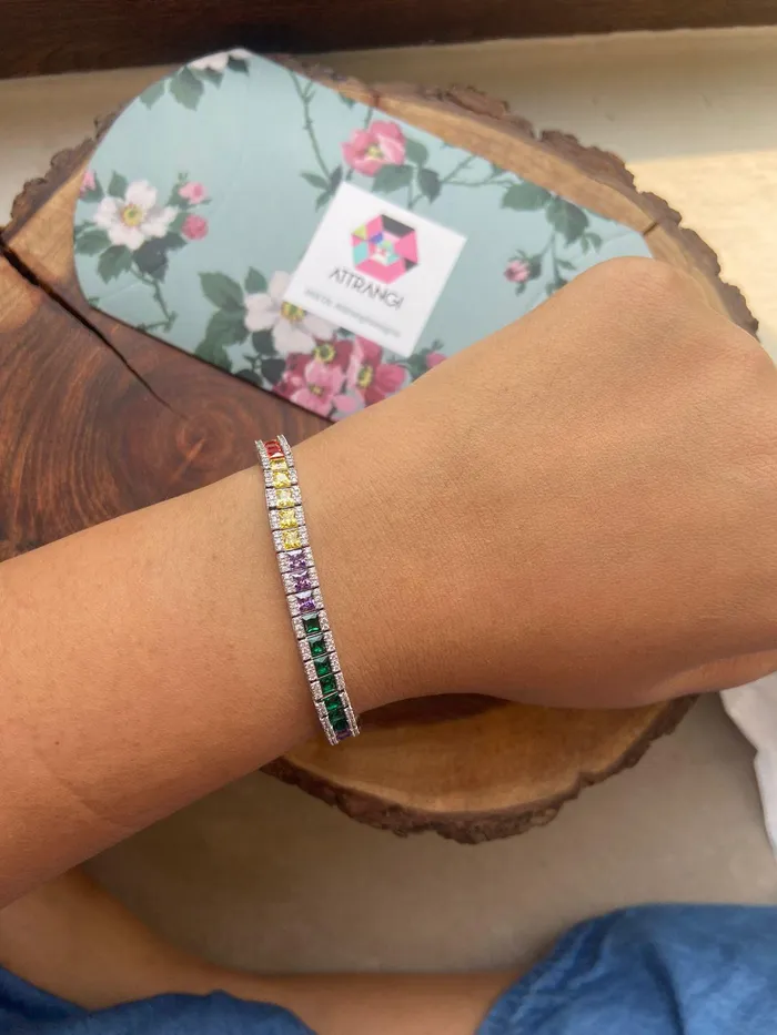 Attrangi Bracelets Rainbow Multicoloured Diamond Gemstone Bracelet Attrangi Bracelets Rainbow Multicoloured Diamond Gemstone Bracelet