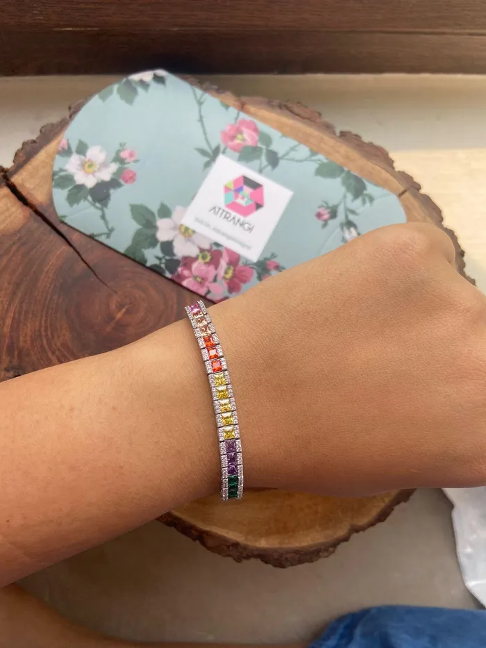 Attrangi Bracelets Rainbow Multicoloured Diamond Gemstone Bracelet Attrangi Bracelets Rainbow Multicoloured Diamond Gemstone Bracelet