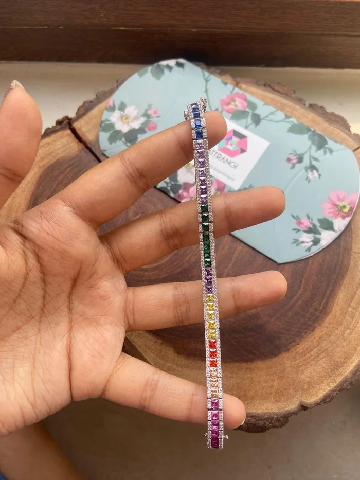 Attrangi Bracelets Rainbow Multicoloured Diamond Gemstone Bracelet Attrangi Bracelets Rainbow Multicoloured Diamond Gemstone Bracelet