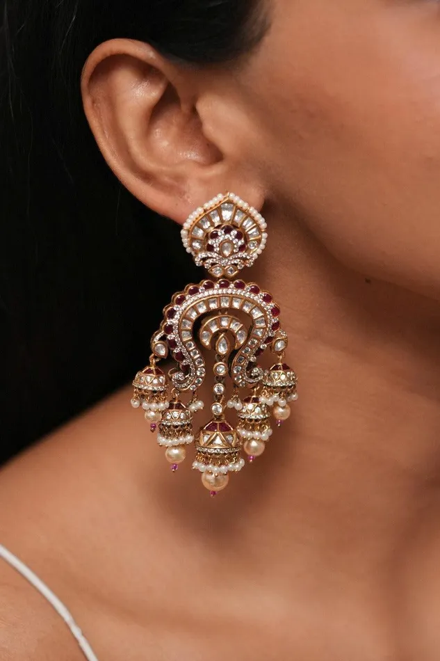 Attrangi Earrings Shambhavi Polki Meenakari Indian Chandbali