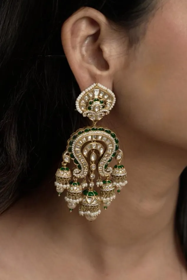Attrangi Earrings Shambhavi Polki Meenakari Indian Chandbali Attrangi Earrings Shambhavi Polki Meenakari Indian Chandbali