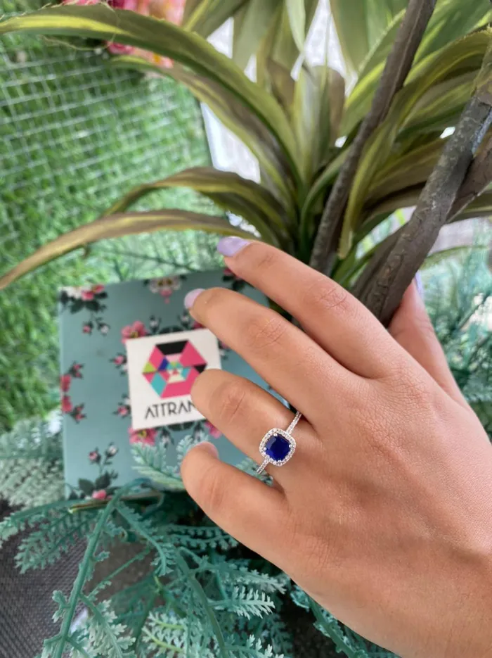 attrangi1 Rings Coloured Stone Cushion Cut Daily Wear Ring attrangi1 Rings Coloured Stone Cushion Cut Daily Wear Ring