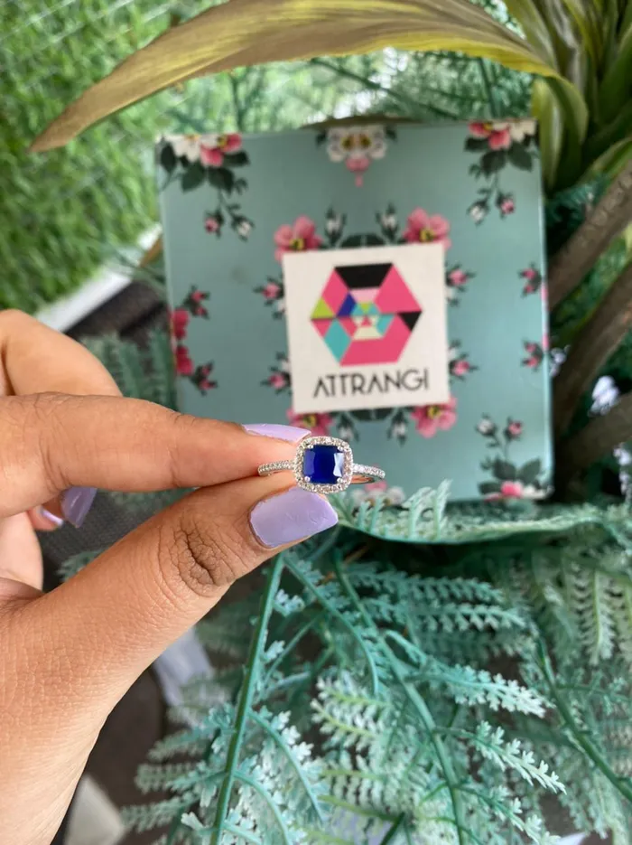 attrangi1 Rings Coloured Stone Cushion Cut Daily Wear Ring attrangi1 Rings Coloured Stone Cushion Cut Daily Wear Ring