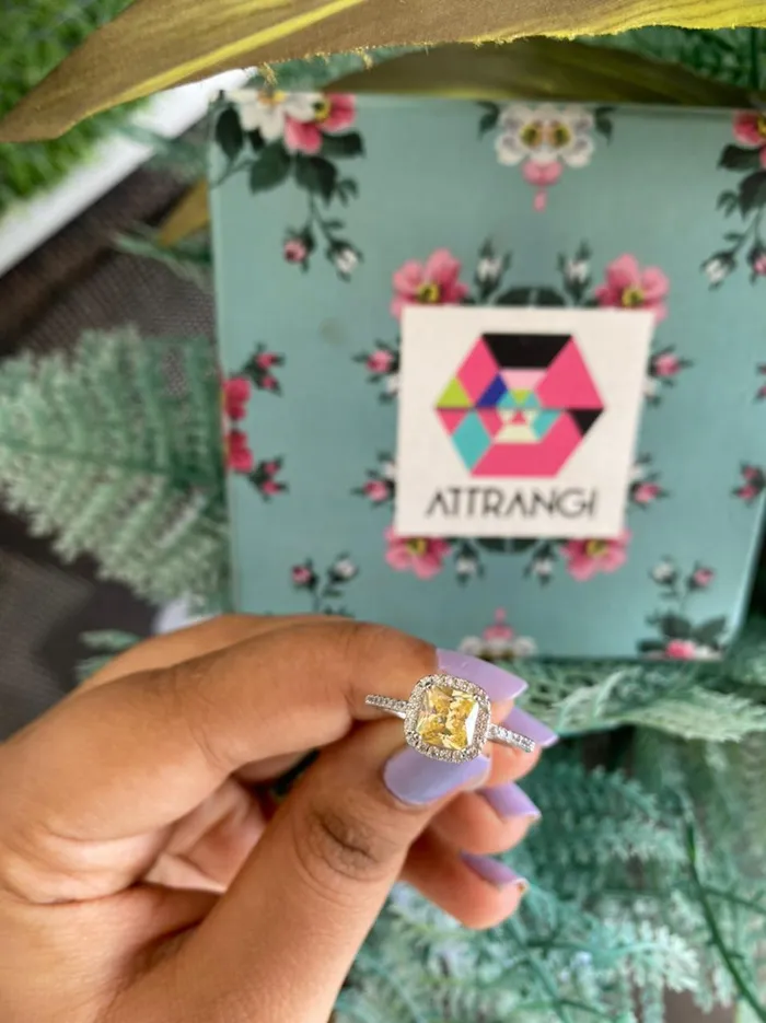 attrangi1 Rings Coloured Stone Cushion Cut Daily Wear Ring attrangi1 Rings Coloured Stone Cushion Cut Daily Wear Ring