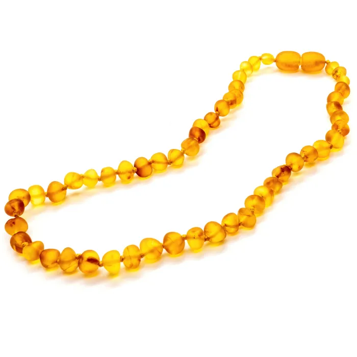 Baltic Essentials Necklaces Baltic Amber Teething Necklace Raw Honey Newborn baby pop clasp 105 to 11