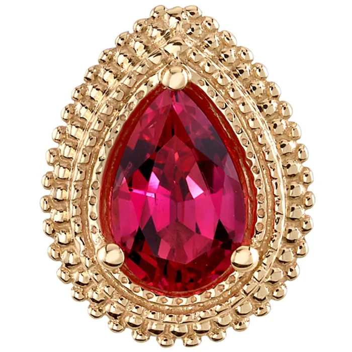 Body Vision BVLA Earrings Afghan Pear Threaded End in Gold with Ruby