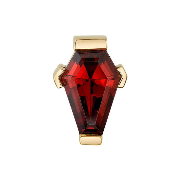 Body Vision BVLA Earrings Coffin ProngSet Threaded End in Gold with Garnet