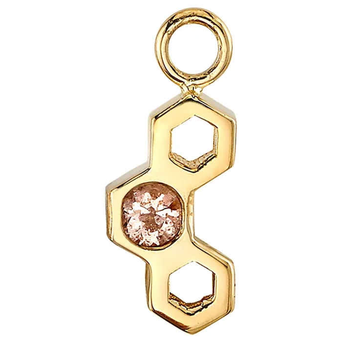 Body Vision BVLA Earrings Honeycomb Charm in Gold with Oregon Sunstone