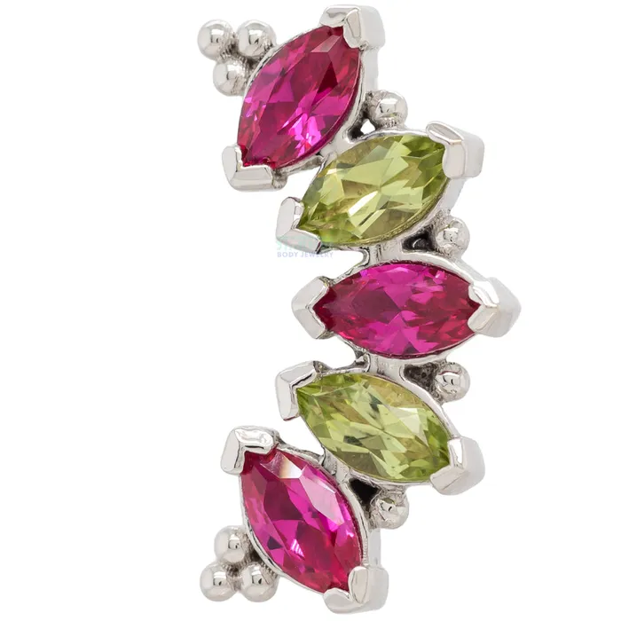 Body Vision BVLA Earrings Marquise Panaraya Threaded End in Gold Holiday Collection with Red Peridot Body Vision BVLA Earrings Marquise Panaraya Threaded End in Gold Holiday Collection with Red Peridot