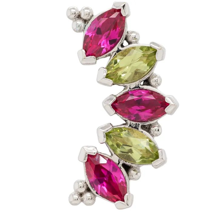 Body Vision BVLA Earrings Marquise Panaraya Threaded End in Gold Holiday Collection with Red Peridot