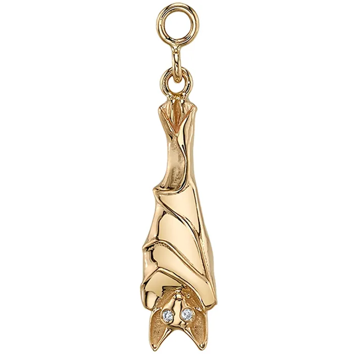 Body Vision BVLA Earrings Morbius Bat Charm in Gold with White DIAMONDS