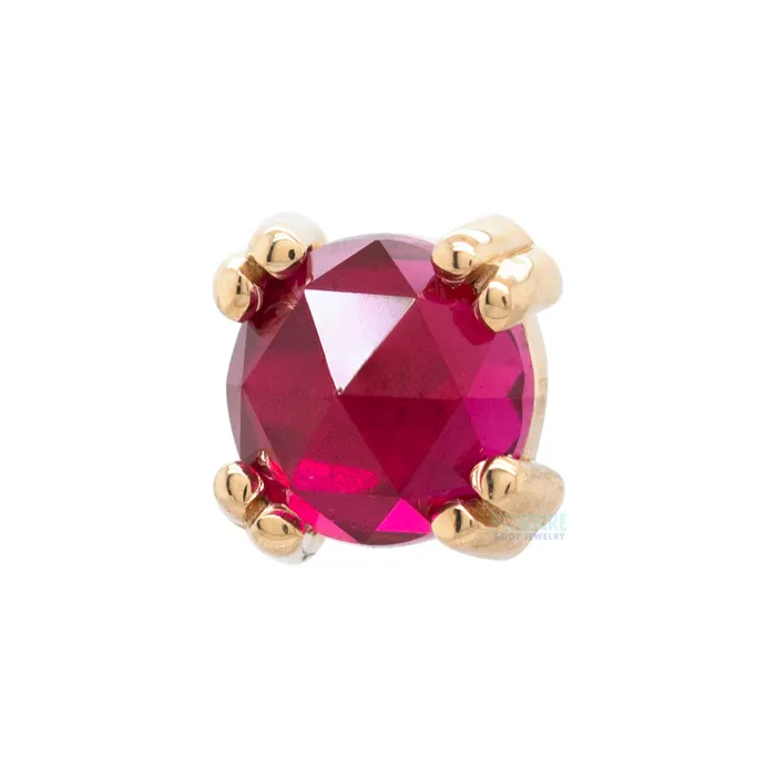 Body Vision BVLA Earrings threadless Rose Cut Ruby Cabochon Prong Set Pin in Gold