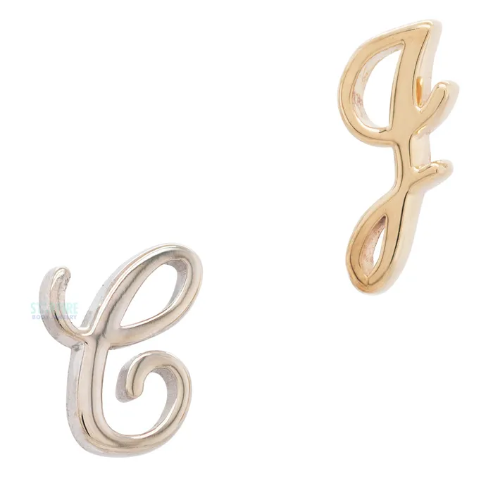 Body Vision BVLA Earrings threadless Script Letter Pin in Gold