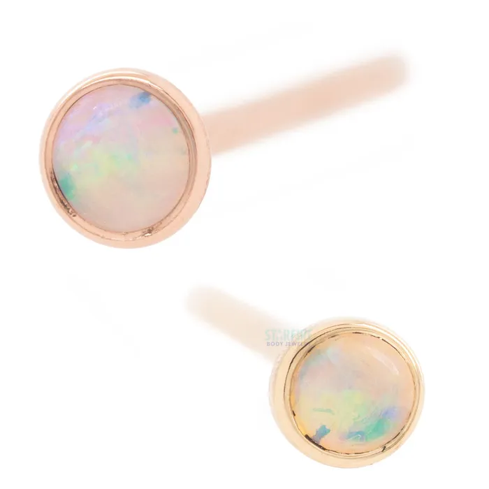 Body Vision BVLA Genuine White Opal in Cup Setting Nostril Screw in Gold Earrings Body Vision BVLA Genuine White Opal in Cup Setting Nostril Screw in Gold Earrings