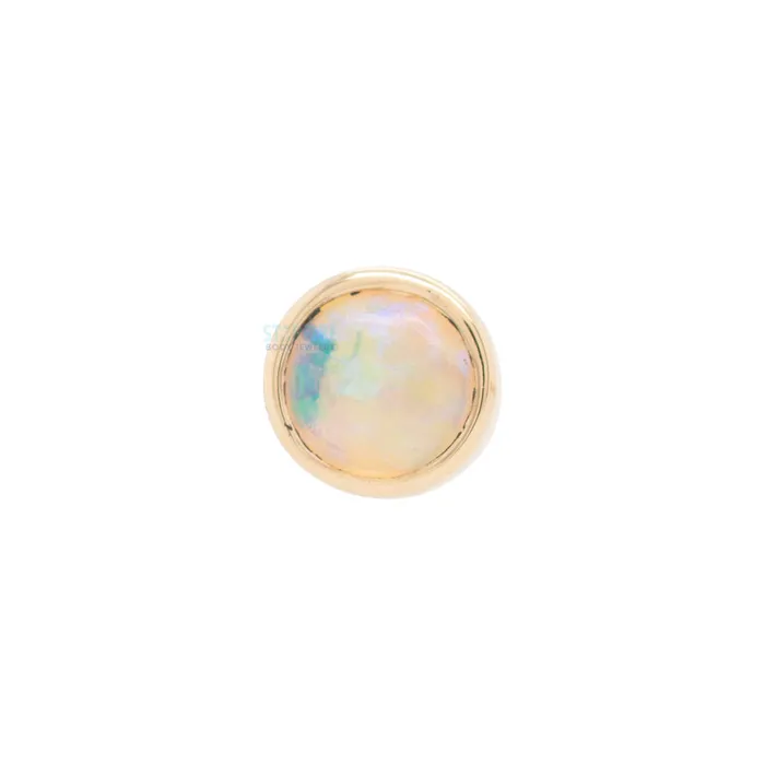 Body Vision BVLA Genuine White Opal in Cup Setting Nostril Screw in Gold Earrings