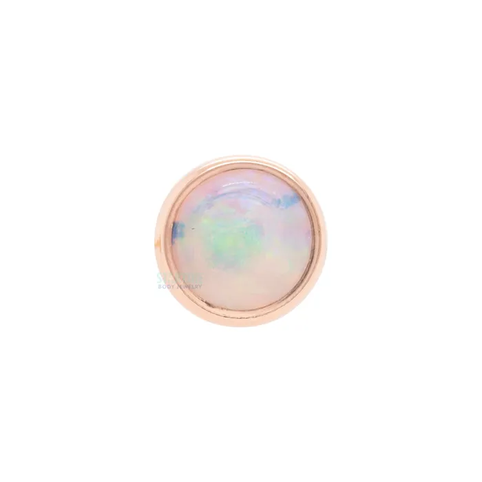 Body Vision BVLA Genuine White Opal in Cup Setting Nostril Screw in Gold Earrings